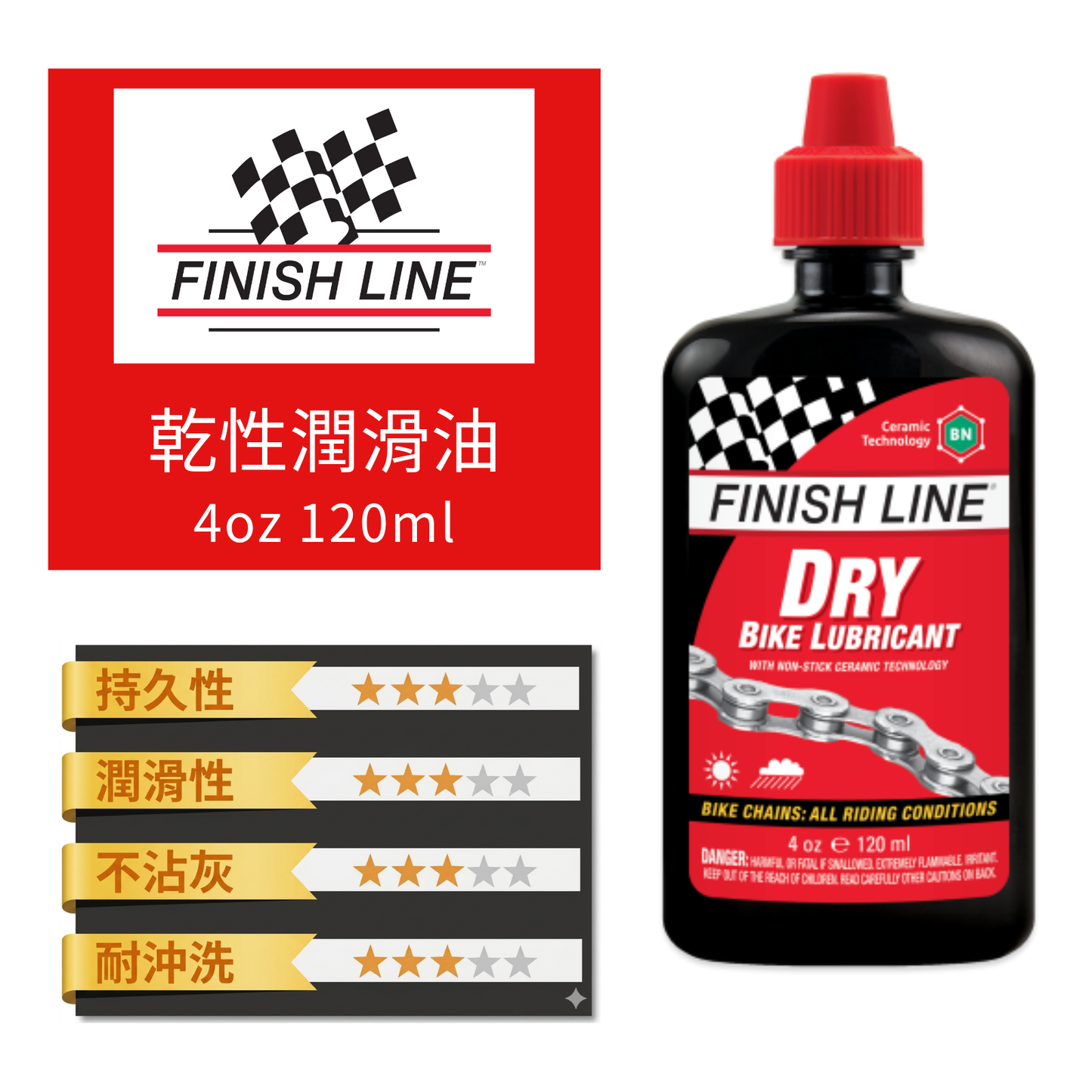 Finish Line Dry Lube 紅蓋乾性潤滑油~4安士(一盒12支) / Finish Line Dry Lube~4oz