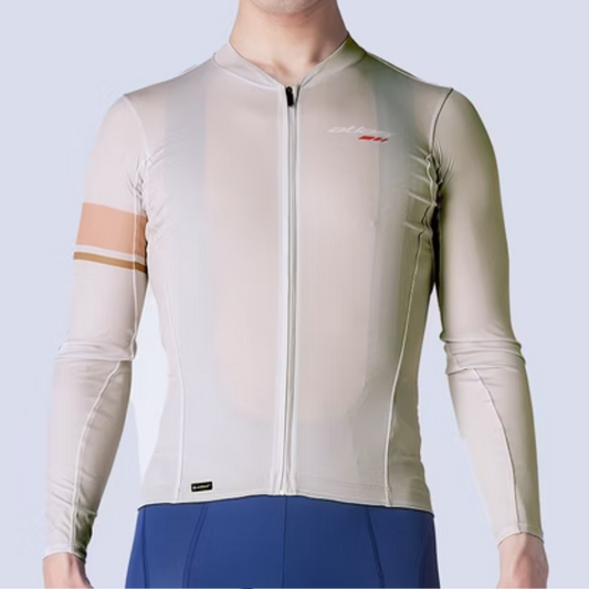 ATLAS 男裝冷黑多段循環輕量長袖單車衫~JU-182-GY~淺灰,30~38C / ATLAS MEN LONG SLEEVE JERSEY~JU-184-BU~ LIGHT GREY~30~38C