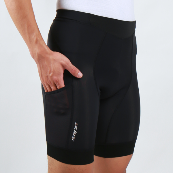 ATLAS 男裝五分經編透氣單車褲 (6代褲墊)有褲袋款, S-745-B, 黑色, 24-30℃ / ATLAS MEN SHORT (with pocket) - 6TH , S-745-B, BK - 24-30℃