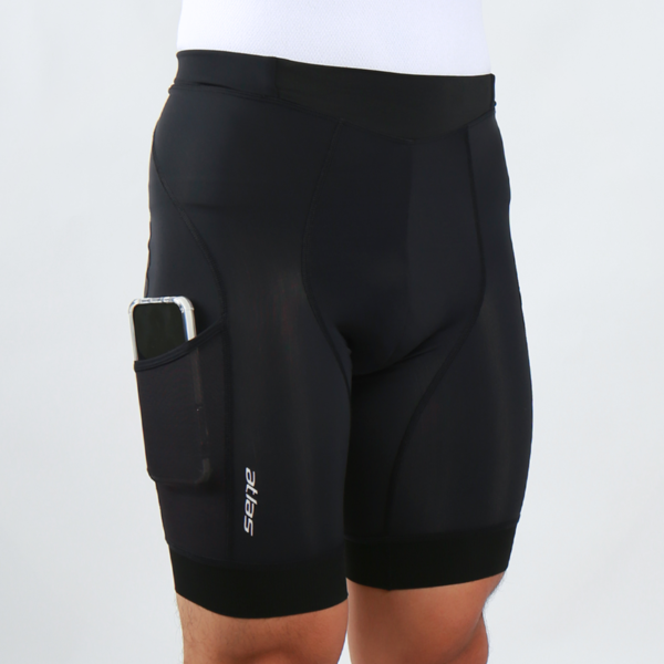 ATLAS 男裝五分經編透氣單車褲 (6代褲墊)有褲袋款, S-745-B, 黑色, 24-30℃ / ATLAS MEN SHORT (with pocket) - 6TH , S-745-B, BK - 24-30℃